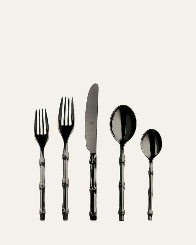 Bali Black Gold Mirror 5-Piece Flatware Place Setting